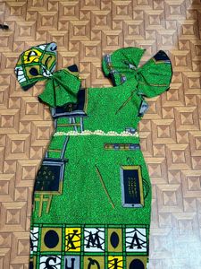 Green Printed full Dress