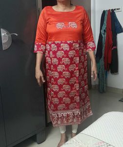 customized Elephant Print Kurta not used