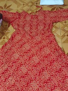 Red Bandhani Print Saree