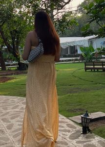 Yellow Floral Slit Maxi Dress