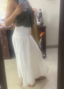 Flowy White Tiered Skirt