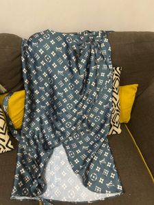 LV Print Top And Wrap Around Skirt