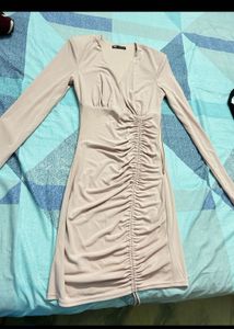 Blush Pink Ruched Bodycon Dress (ZARA)