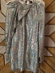 ✨ZARA Shimmering FULL Silver Sequin Dress