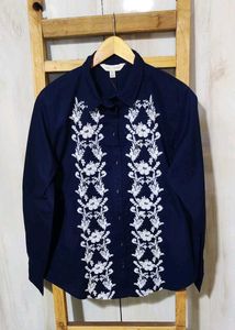 Elegant Embroidered Cotton Shirt size-40