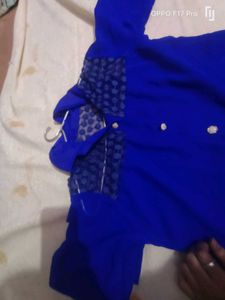 Elegant Long Navy Blue Net Shirt