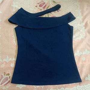 Navy Blue Off-Shoulder Top