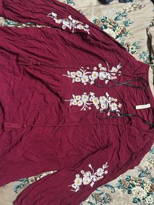 Burgundy Floral Embroidered Tunic