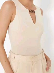 Bodysuit With Belt On Neck Line