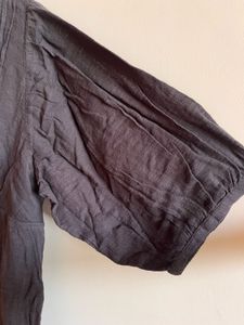 Black Linen Tunic Top