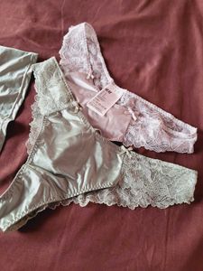 H&amp;M Satin Thong Set Of 2 With Bralette 32B