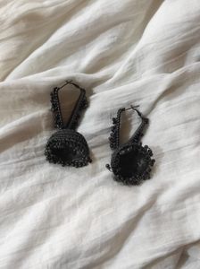 Oxidized Silver Jhumka Earrings