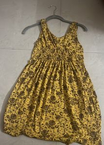 Yellow Floral Sleeveless Dress
