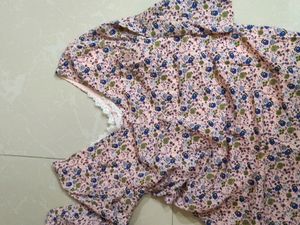Pink Floral Knee Length Dress