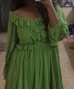 Green Ruffle Mini Dress