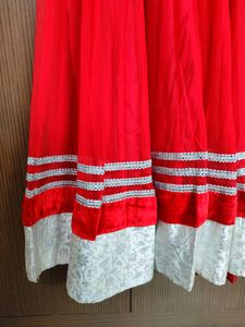 Red Velvet And Net Ethnic Suit |  Size 38