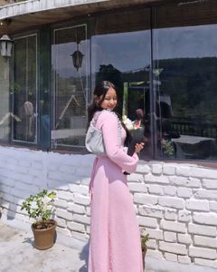 Pink Knit Maxi Dress