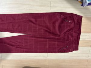 Checked Burgundy Pants