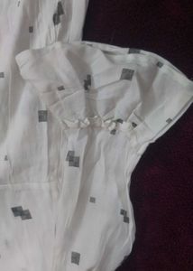 Peach Pink Straight Kurti and White coat model top