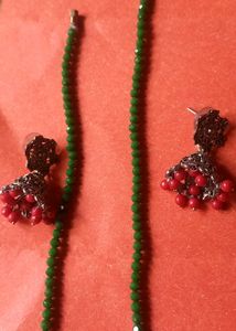 Owmen , Girls Two Chains And Ear Rings Combo