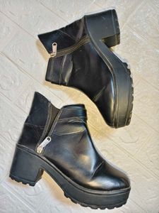 9 inches/UK 5 Black Ankle Boots