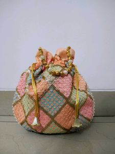 Pastel Multicolored Quilted Potli Bag