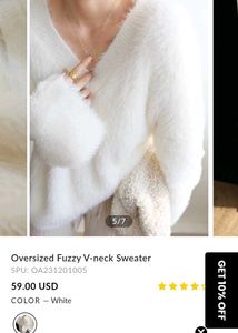 Fuzzy V-Neck Sweater