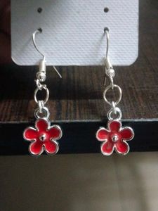 Red Flower Earrings