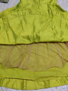 Parrot Green Fancy 3 Pieces Gown Attached Kenken