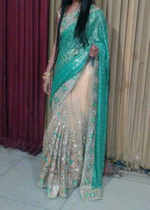 Green Embellished Saree