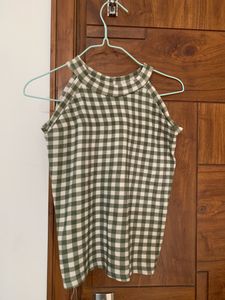 Checkered Olive Green Top