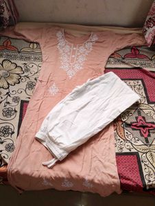 Peach Embroidered Kurta