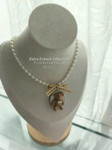 Handmade Retro Style Teddy Bear Pearl Choker