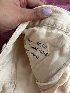 Cream Wide Leg Jeans