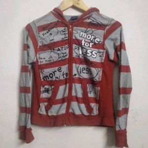 Striped Zip-Up warm Hoodie