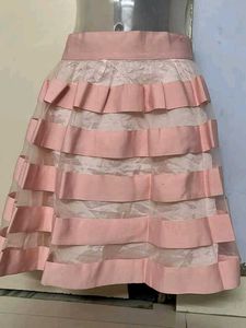 branded Pink Layered Mini Skirt