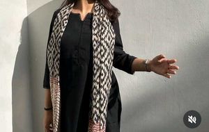 Black Suit with Printed Dupatta