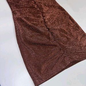 bodycon brown halter neck dress party