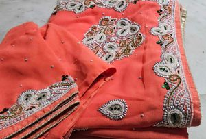 Beautiful Moti Work Saree Woth Blouse 💗