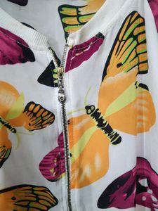 Butterfly Print Bomber Jacket