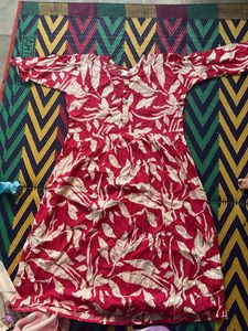 Red & White Print Dress