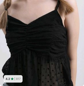 Casual sleeveless solid women black top