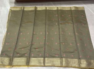 Olive Green &amp; Gold Saree- New