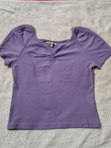 Purple Ribbed Top