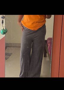 Black Linen Cotton Blend Pants And Flowy Pant