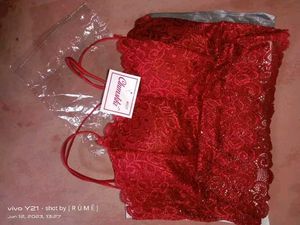 Red Sexy Net Pace Bralette Top