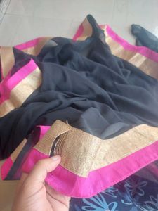 Black georgette saree