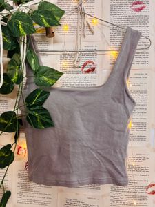 Chic Grey Ribbed Crop Top