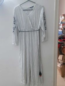 Striped Embroidered Jumpsuit