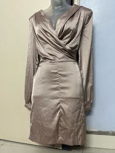 SHEIN BRANDED Pintrest Elegant Taupe Wrap Dress